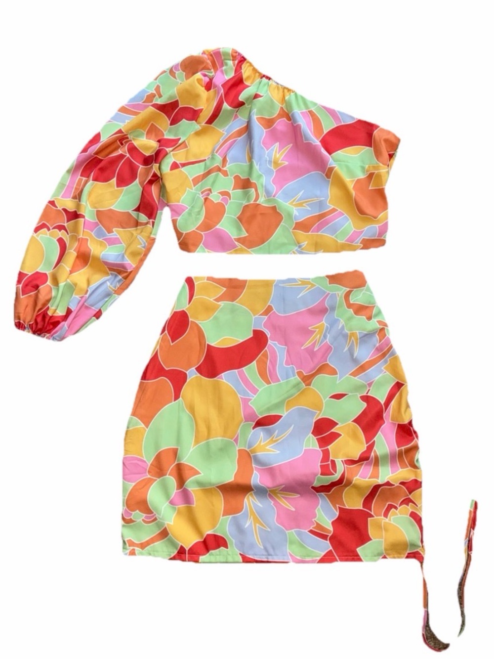Women’s vacation beach casual Multi-Color One-Shoulder Skirt Set